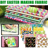 Suncoda 10Pcs Easter Fabric Eggs Rabbit Printed Fabric Squares Easter Quilting Patchwork Fabrics for Easter DIY Crafts Supplies