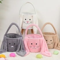 Clearance! Suncoda Easter Basket, Plush Bunny Easter Eggs Basket, Egg Hunting Easter Gift Bags, Easter Tote Bags for Easter Decorations Candy Gifts Storage, Easter Baskets for Kids