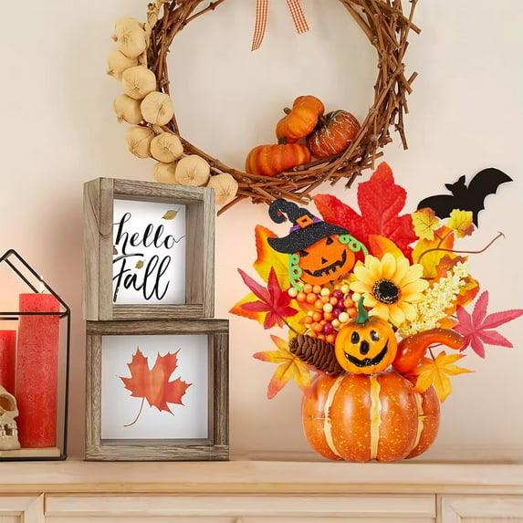 Suncoda Fall Decor - Fall Centerpieces for Tables, Fake Pumpkin Decorations, Artificial Pumpkins for Decorating, Faux Fall Decorations for Home Table Thanksgiving Halloween Indoor Outdoor