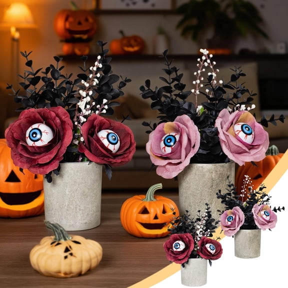 Suncoda Halloween Decorative Potted Plant Model Realistic Looking Simulation Ornament Good for Party Decorations Display Props Spooky Season Piece