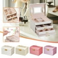 thumbnail image 1 of Suncoda Ornament Storage Box, Women's Jewelry Box Storage Box Leather Jewelry Storage Box With Lock Three-layer Jewelry Box, 1 of 2