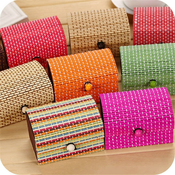 Suncoda Ornament Storage Box, Wooden Jewelry Organizer Storage Strap Treasure Case