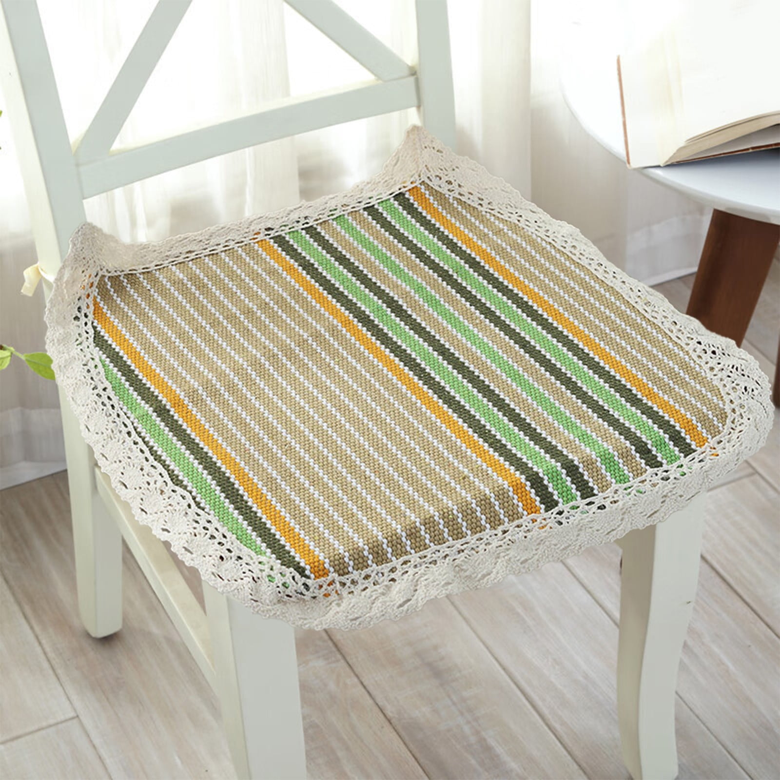 Suncoda Seat Cushion, Linen Fabric Cushion Summer Thread Woven Chair ...