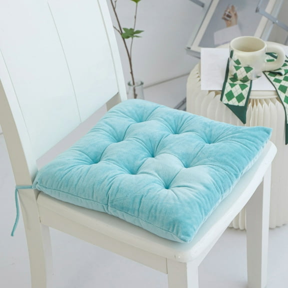 Suncoda Seat Cushion, Seasons Solid Color Thick Crystal Velvet Cushion with Strap Office Chair Cushion Summer Sofa Butt Cushion