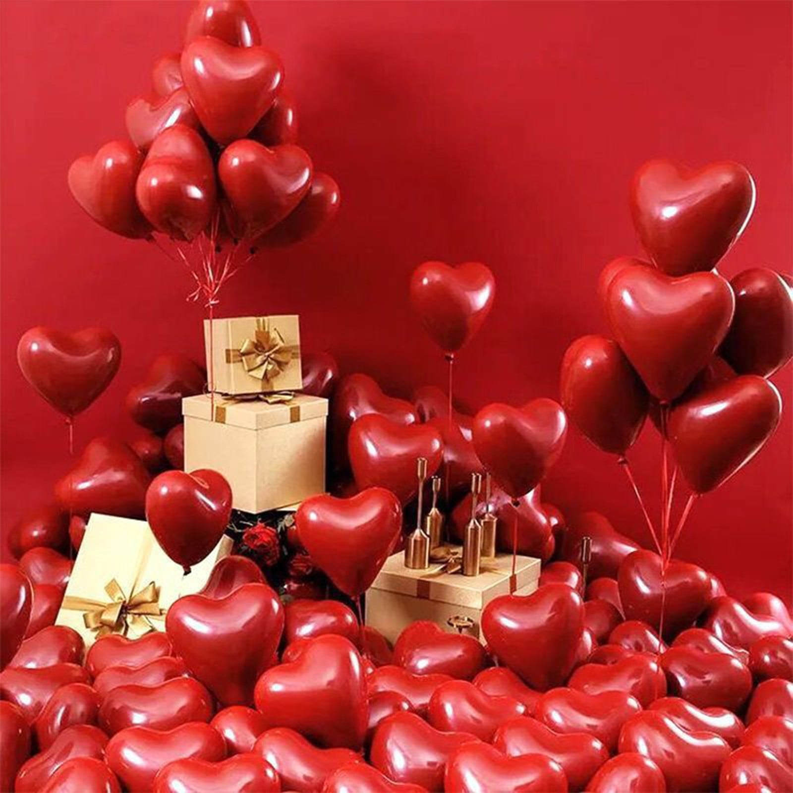 Totelux 6-Piece Red Valentine's Day Balloon Stickers - Heart Design, Self-Adhesive For DIY Decor