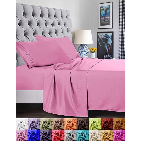 Super Soft 1500 Series Deep Pocket Sheet Set - Full Light Pink