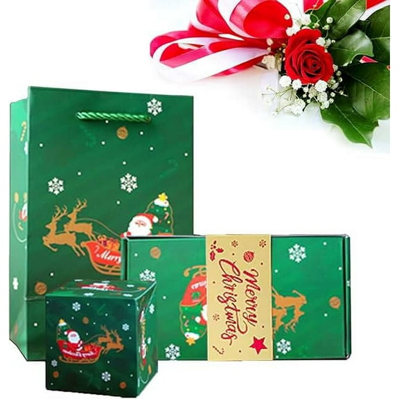 Surprise Gift Box Christmas, Explosion Gift Box, Christmas Surprise Box Gift Box for Money, Pop up Gift Box Money, Surprise Box Gift Box Explosion, Surprise Gift Box Set (Green-14pcs)
