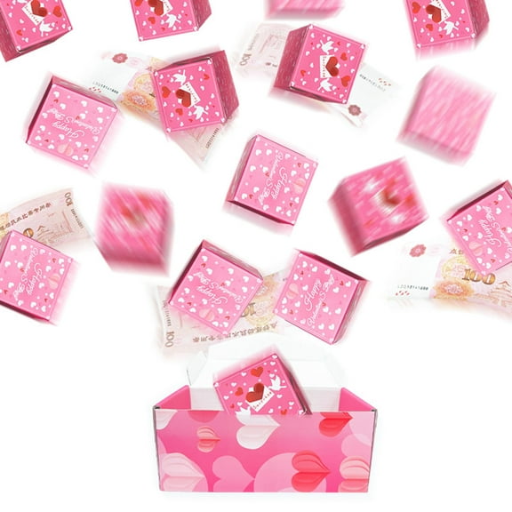 Surprise Gift Box Explosion for Money, Unique Folding Bouncing Pink Envelope Gift Box with Butterfly, Cash Explosion Luxury Gift Box for Birthday Anniversary Valentine Proposal (Pink-16pcs)