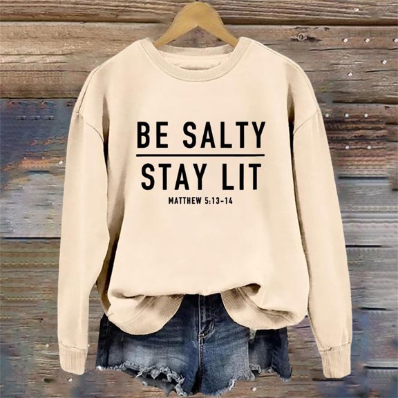 Clothing! Sweatshirt for Women Be Stay Lit Sweatshirt for Women Loose Fit Sayings Shirt Gifts for Women Oversized Sweatshirt for Women Brown Xxl