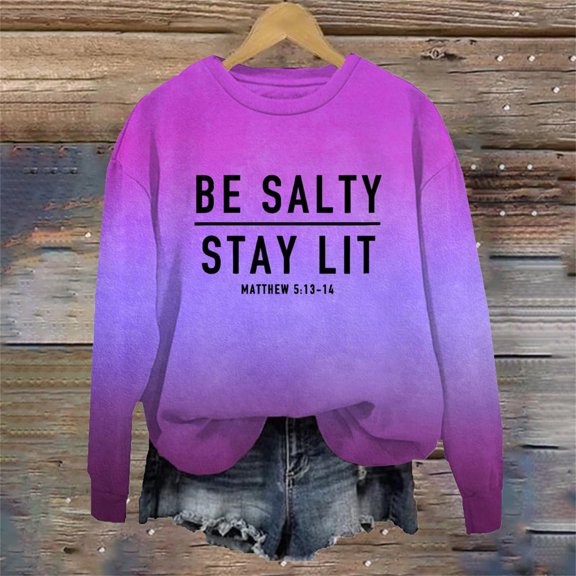 Clothing 2025 Sweatshirt for Women Be Stay Lit Sweatshirt for Women Loose Fit Sayings Shirt Gifts for Women Oversized Sweatshirt for Women Purple Xxl