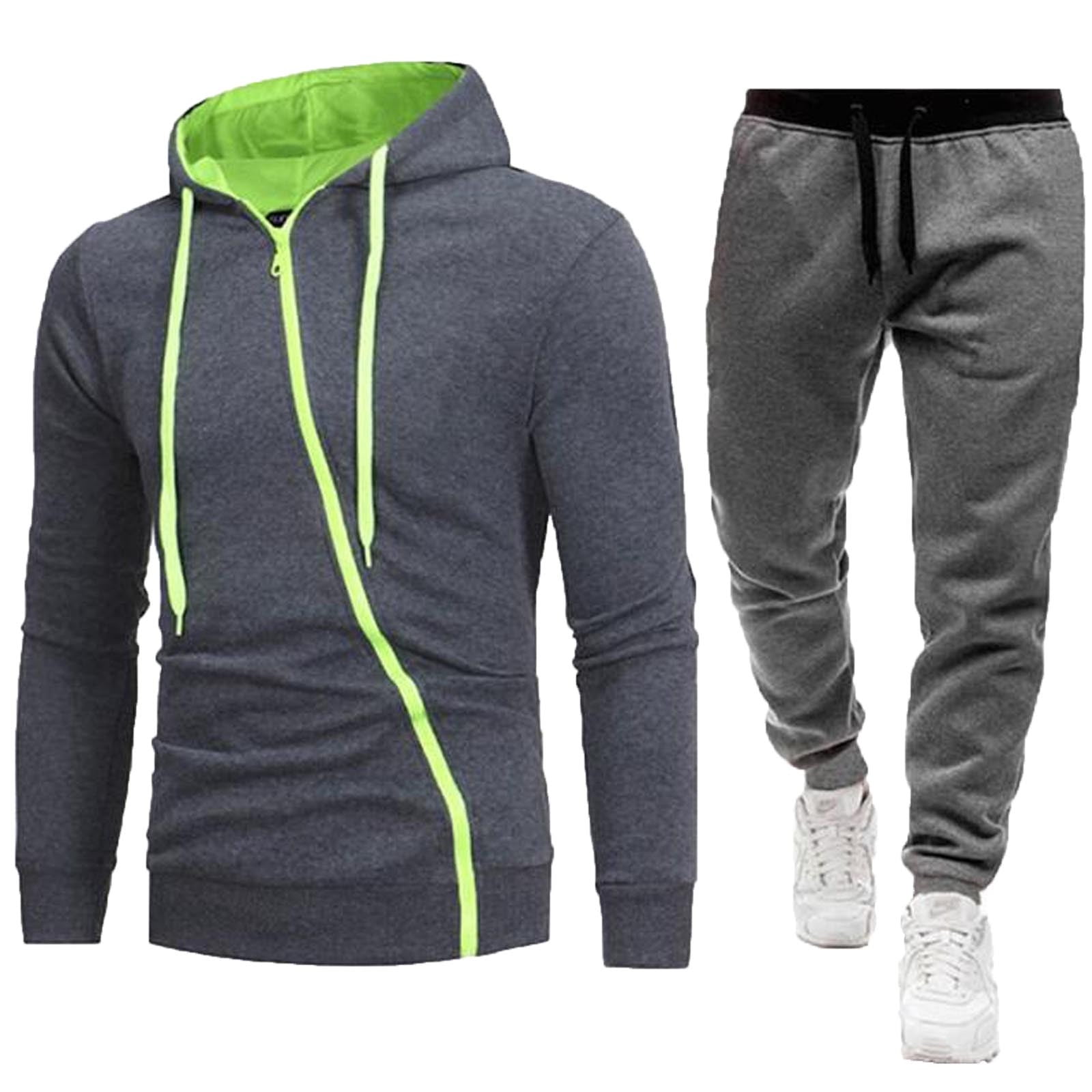 Clearance Sweatsuits for Men Long Sleeve 2 Piece Full Zip Hoodie Sweatpants Tracksuit Set Casual Comfy Pullover Jogging Suits
