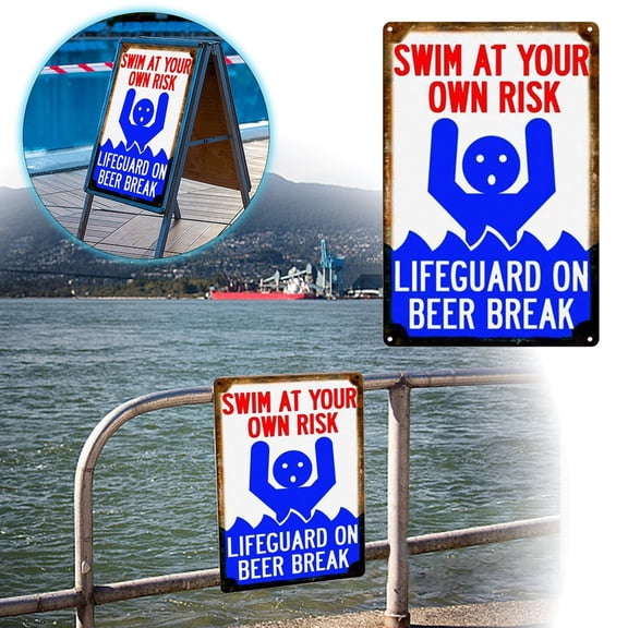 Clearance! Swim At Your Own Risk Pool Sign Swim At Your Own Risk Pool Sign Vintage Funny Plaque Signs for Swimming Pool Beach Water Park Decor Outdoor 8 X 12 Inch