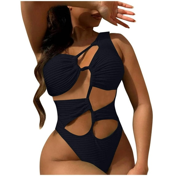 Clearance Swimsuit Cover U.S Cut out One Piece Swimsuit for Women One Shoulder Bathing Suit High Cut Bikini Thong Comfortable Beach Wear