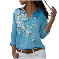 thumbnail image 1 of Clearance T Shirts Women Dress Tops for Women Casual Plant Printed Long Sleeved Quarter Sleeved V-neck Cardigan Tops Blouse, 1 of 6