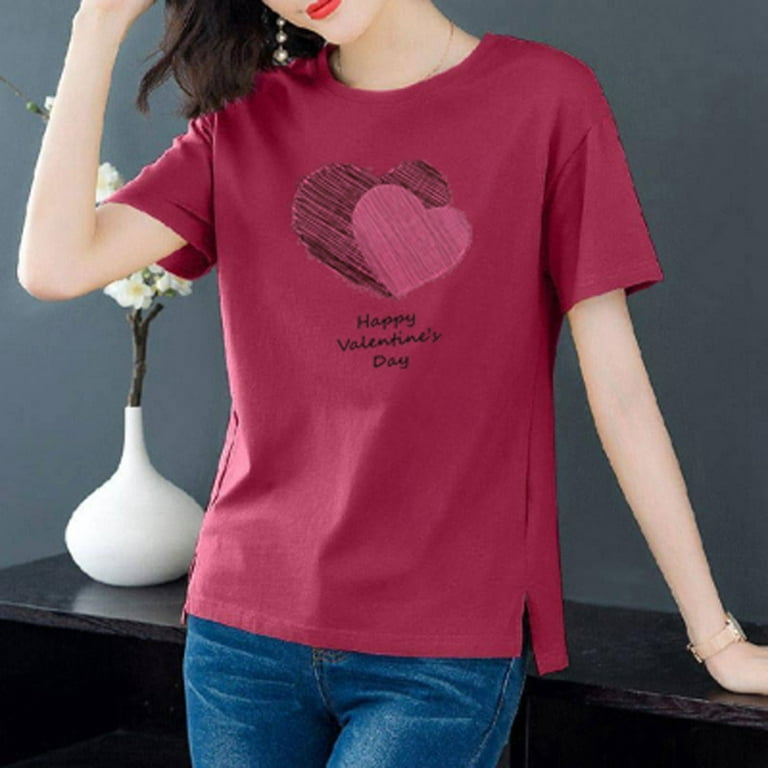 Clearance T-shirt MIARHB Ladies Large Size Cotton Letter Printing
