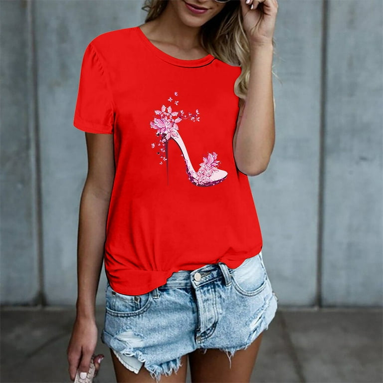 Red loose sale t shirt
