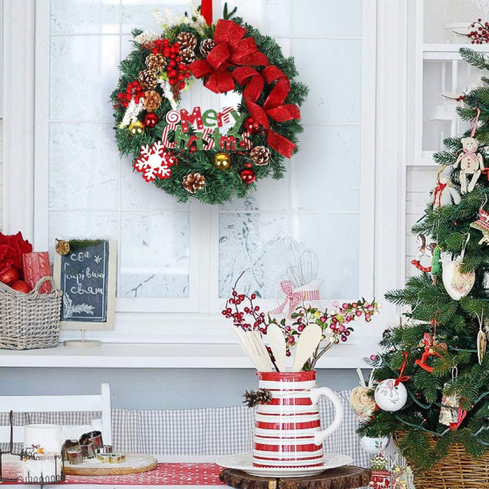 Clearance!TAKTUK Christmas Decorations Outdoor,Wreaths for Front Door