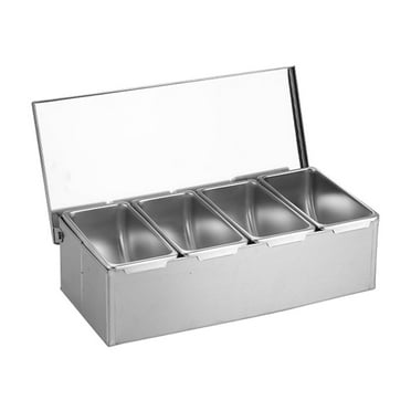 TAKTUK Clearance!3/4/5/6 Compartment Trays Stainless Steel Detachable Topping Station Plastic Pizza Ingredients Condiment Dispenser Reusable Condiment Seasoning Contai Beige