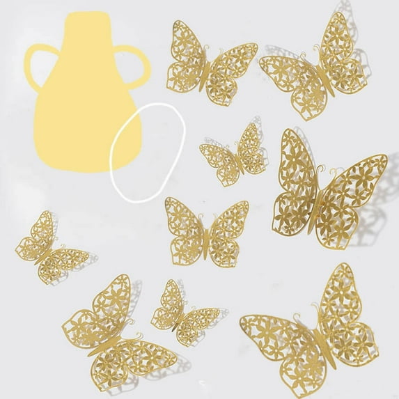 Clearance!TAKTUK Wall Art,12Pcs 3D LaserButterfly Wall Decorations 3 Sizes 6Styles 4 Coloer Butterfly Party Decorations Birthday Decorations Butterflies for,Wall Decor Living Room,Home Decor