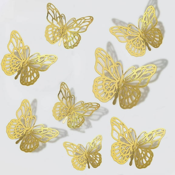 Clearance!TAKTUK Wall Art,12Pcs 3D LaserButterfly Wall Decorations 3 Sizes 6Styles 4 Coloer Butterfly Party Decorations Birthday Decorations Butterflies for,Wall Decor Living Room,Home Decor