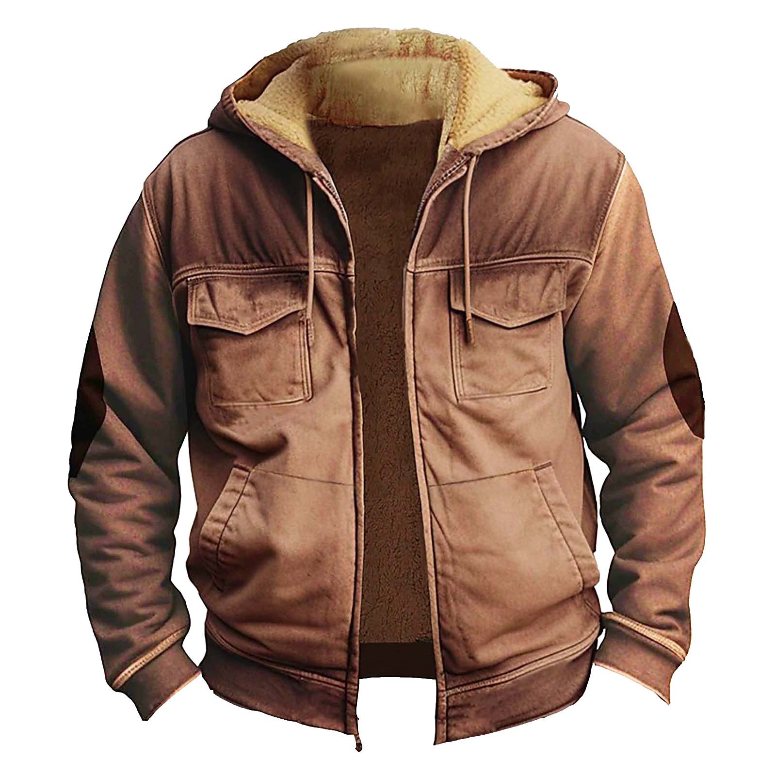 Clearance TOFOTL Men's Thickened Button Double Pocket Jacket With