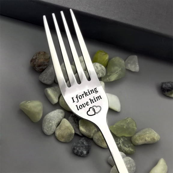Clearance Tableware Under $1 Valentine Gift Tableware Engraved Fork Best Present for Husband Madam Family and Friends Tableware Printing Stainless Steel Fork