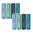 thumbnail image 1 of Clearance Tableware under $15 Reusable Lunch Utensil Set 4 Sets Reusable Utensils Set With Case Chopsticks Cutter Fork Spoon Travel Cutlery Set For Lunch Box Accessories Work, 1 of 3