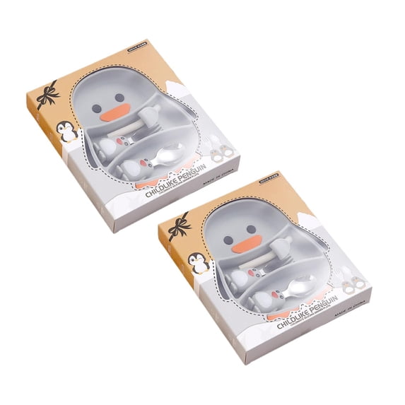 Clearance Tableware under $20 Infant And Toddler Suction Cup Integrated Grid Complementary Food Tableware Set Effectively The Baby From Moving Or Knocking Over The Plate.