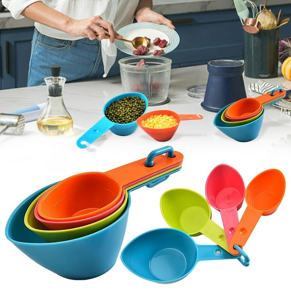 Clearance Tableware under $5 Measuring Cup 4 Pieces/Set Of Colored Plastic Measuring Spoon Measuring Cup Combination Flour Baking Spoon Measuring Spoon Set
