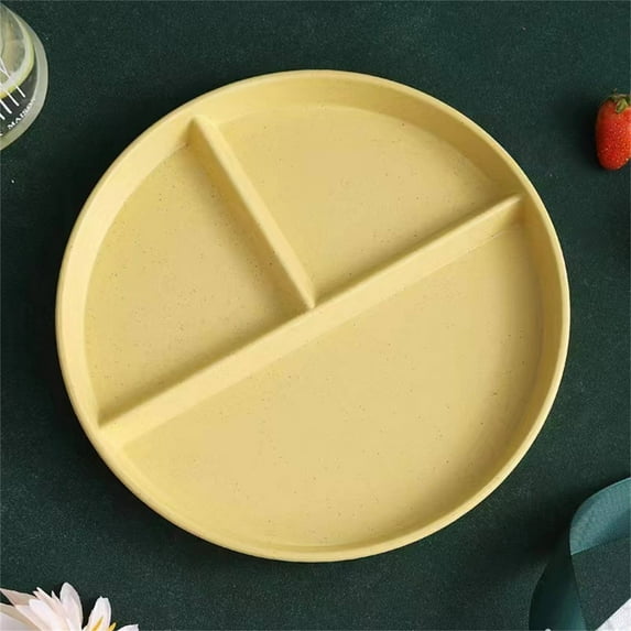 Clearance Tableware under $5 Wheat Plates For Adults Reusable Dinnerware Set Kids Divided Plate Bariatric Plastic Salad Lunch Tray Microwave & Dishwasher