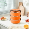 thumbnail image 1 of Clearance Tableware Arched Handle Lunch Box Lunch Container Food Containers Insulation Stainless Steel Containers Orange, 1 of 6