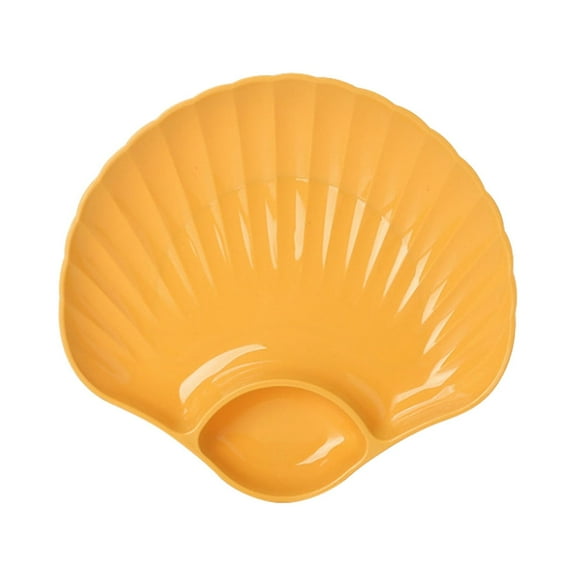 Clearance Tableware Multi-purpose Creative Snack Tray Plastic Shell Shape Plate Multifunction Fruit Plate Yellow