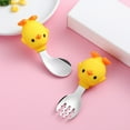 thumbnail image 1 of Clearance Tableware Toddler Utensils Baby Spoon And Fork Set For Self Feeding Learning Bendable Handle Silverware For Kid Children Yellow, 1 of 4
