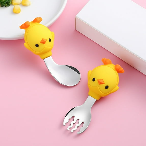 Clearance Tableware Under $5 Toddler Utensils Baby Spoon and Fork Set for Self Feeding Learning Bendable Handle Silverware for Kid Children