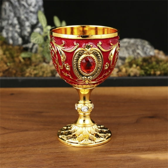 Clearance Tableware Vintage Medieval Goblet Drinking Glass Party Supplies Handmade Novelty Engraving Metal Wine Cup Desktop Decoration B