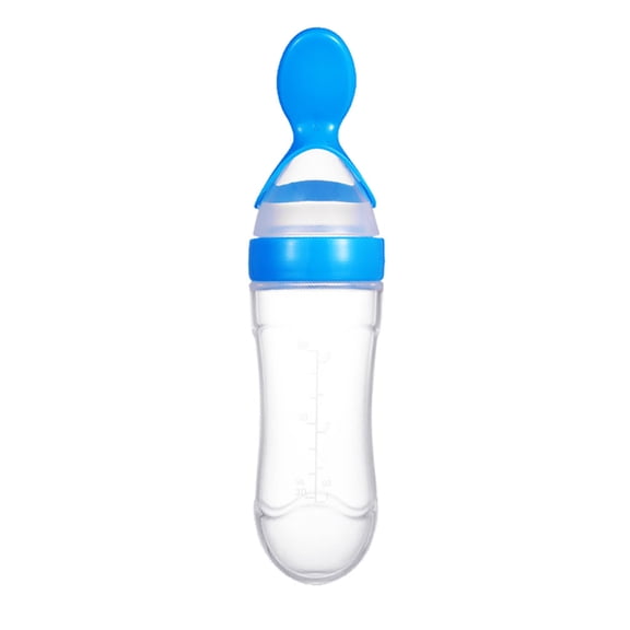 Clearance! Tableware under$1 Baby Silicone Feeding Bottle with Spoon Food Rice Cereal Feeder
