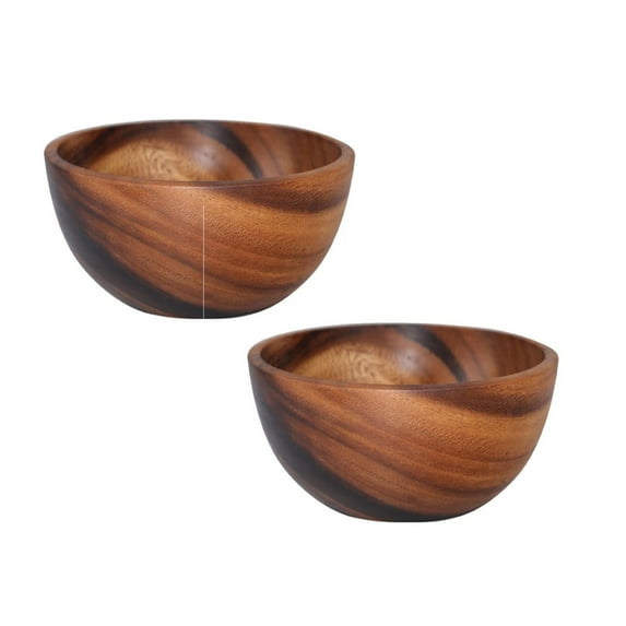 Clearance Tableware under $15 Household Round Wooden Fruit Salad Bowl Dinnerware Basin Container Kitchen Tool