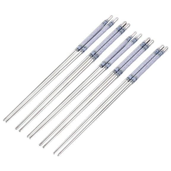 Clearance Tableware under $5,5 Pairs Stick Porcelain Pattern Anti Stylish Stainless Chinese Chopsticks For Home