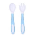 thumbnail image 1 of Clearance Tableware under $5 Baby Cutlery Easy Grip Heat-Resistant Twistable Self Feeding Learning Spoon Fork, 1 of 9