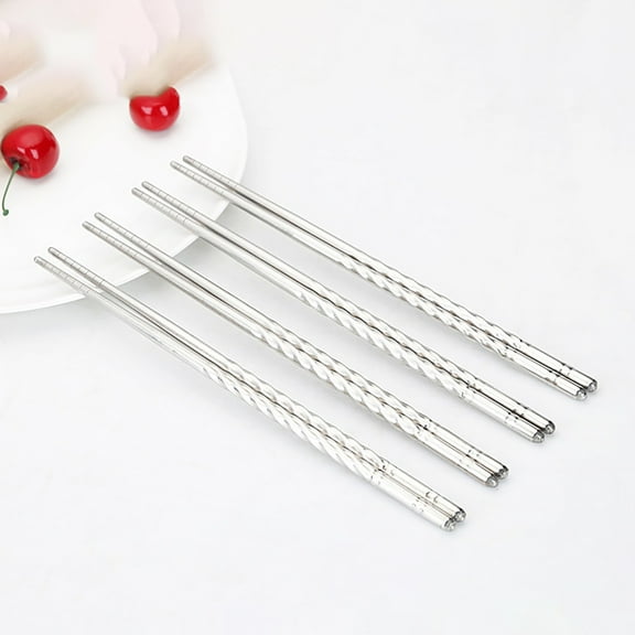 Kitchen Tableware Chopsticks 5 Pair Reusable Korean Chinese Stainless Sticks,Gray Kitchen Tableware