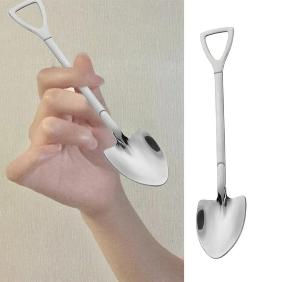 Clearance Tableware under $5 Creative Shovel Shaped Spoon Stainless Spoon Coffee Spoons Ice Spoon Perfect For Home And Kitchen