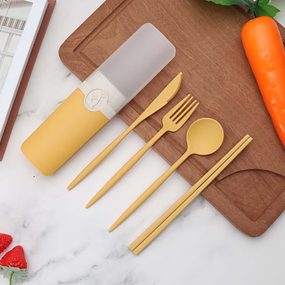 Clearance Tableware under $5,Portable Tableware Fork Spoon And Chopsticks Set Storage Box Five Piece Set