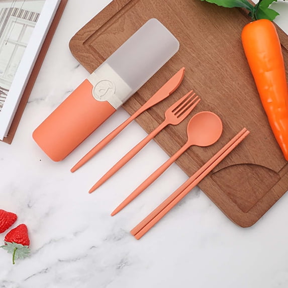 Clearance Tableware under $5,Portable Tableware Fork Spoon And Chopsticks Set Storage Box Five Piece Set