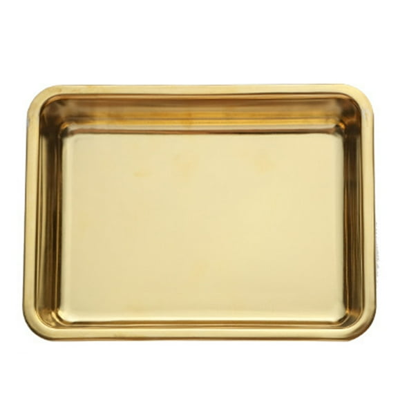 Clearance Tableware under $5,Stainless Steel Snack Tray With Ears Barbecue Tray Restaurant Golden Square Plate Fried Chicken Dessert Plate