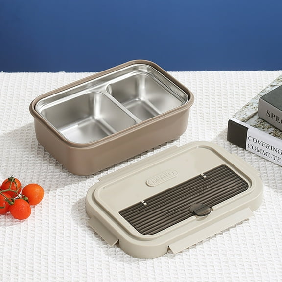 Clearance Tableware under $6 Double Stack Lunch Box Eating Container 2 Compartment Meal Prep Food Storage Containers Lightweight Non Stick Includes