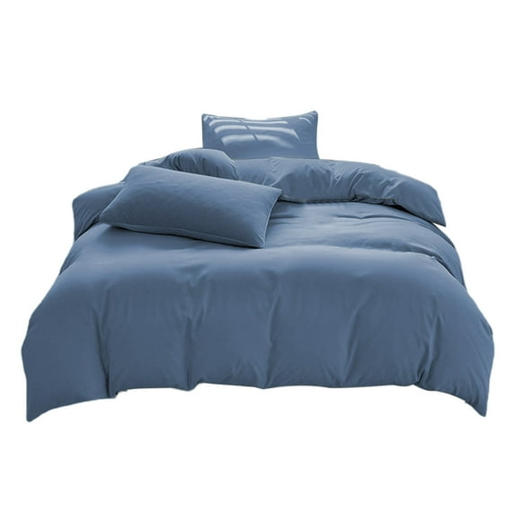 Tahtuvzn School All-Season Bedding Set 4-Pack Washable Cotton Solid Color Bed Sheet Duvet Cover and Pillowcases, Home Decor