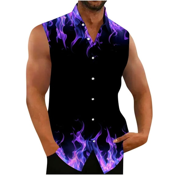 Clearance Tanks Juniors Tawop Mens Tank Tops Lapel Graphic Sleeveless Casual Mens Clearance Clothing Under $5 Top Multicolor L Tank Tops for Men