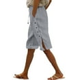 thumbnail image 1 of Iyufng Linen Shorts,Summer Linen Shorts for Women Knee Length,Striped Cotton and Linen Pants with Adjustable Buttons On The Side,Summer Shorts S-2XL, 1 of 7