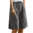 thumbnail image 1 of Iyufng Linen Shorts,Summer Linen Shorts for Women Knee Length,Women's Half Shorts Pants Elastic Waist Buttons Casual Linen Pants,Summer Shorts S-3XL, 1 of 9