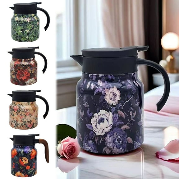 Clearance! Tea Pot Vintage Floral Pattern Tea Pot– In Infuser Insulated Tea Pot Stainless Thermal Carafe With Lid For Hot Drinks